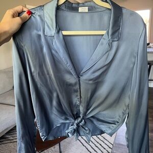 Aritzia Silk Tie Button Down
